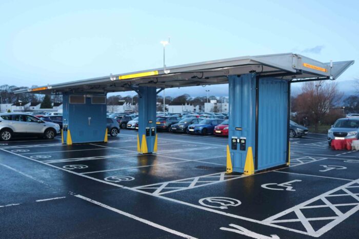 NHS Scotland welcomes its first pop-up solar car park and electric vehicle charging hub